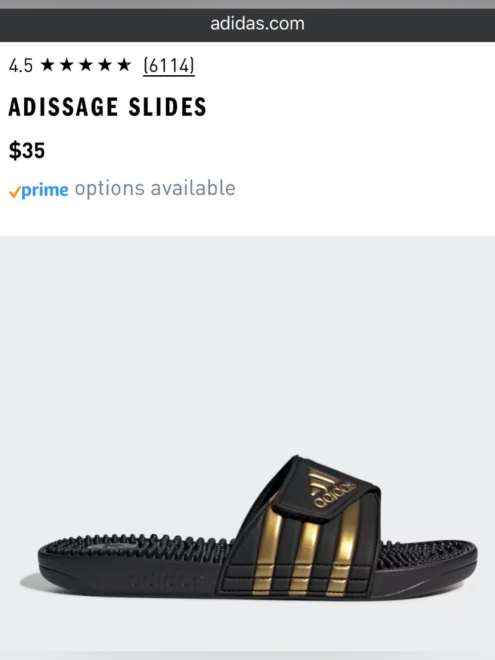 Adidas Men’s Adissage Slides in Black and Gold size 15